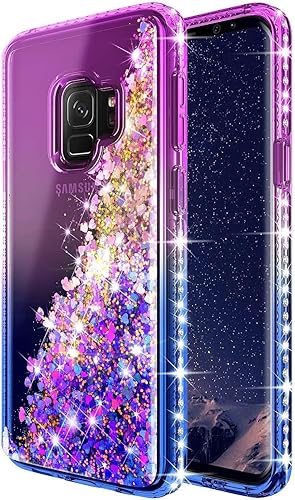 Miniatura 2 de E-Began Funda para Samsung Galaxy S9 con protector de pantalla (cobertura máxima, película de TPU flexible), soporte de anillocorrea de muñeca,