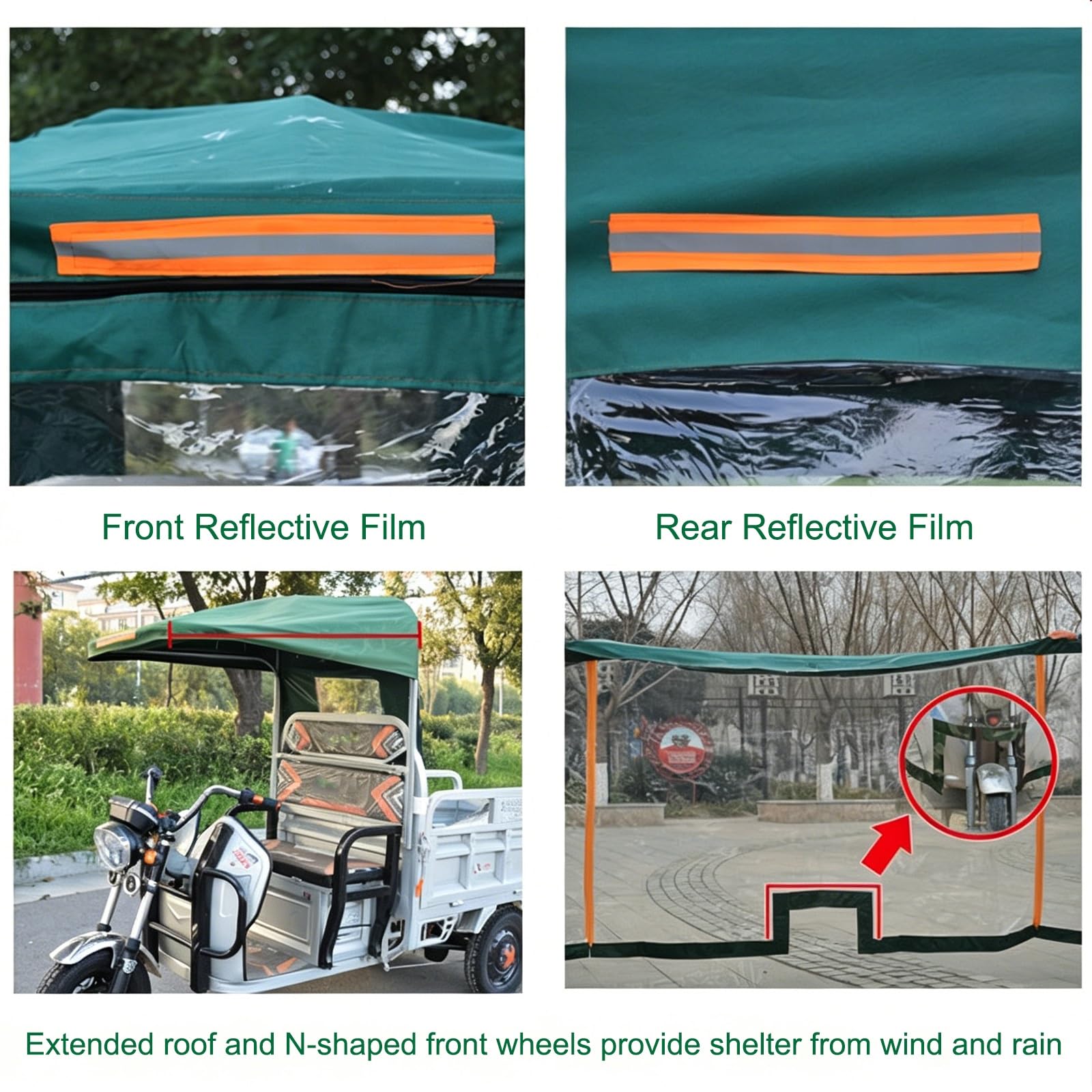 Funda para Triciclo Eléctrico para Adultos, Impermeable, Resistente a Los Rayos UV y Al Viento, Toldo Exterior Oxford 800D con Tiras Reflectantes de Seguridad(100cm/39.3in)