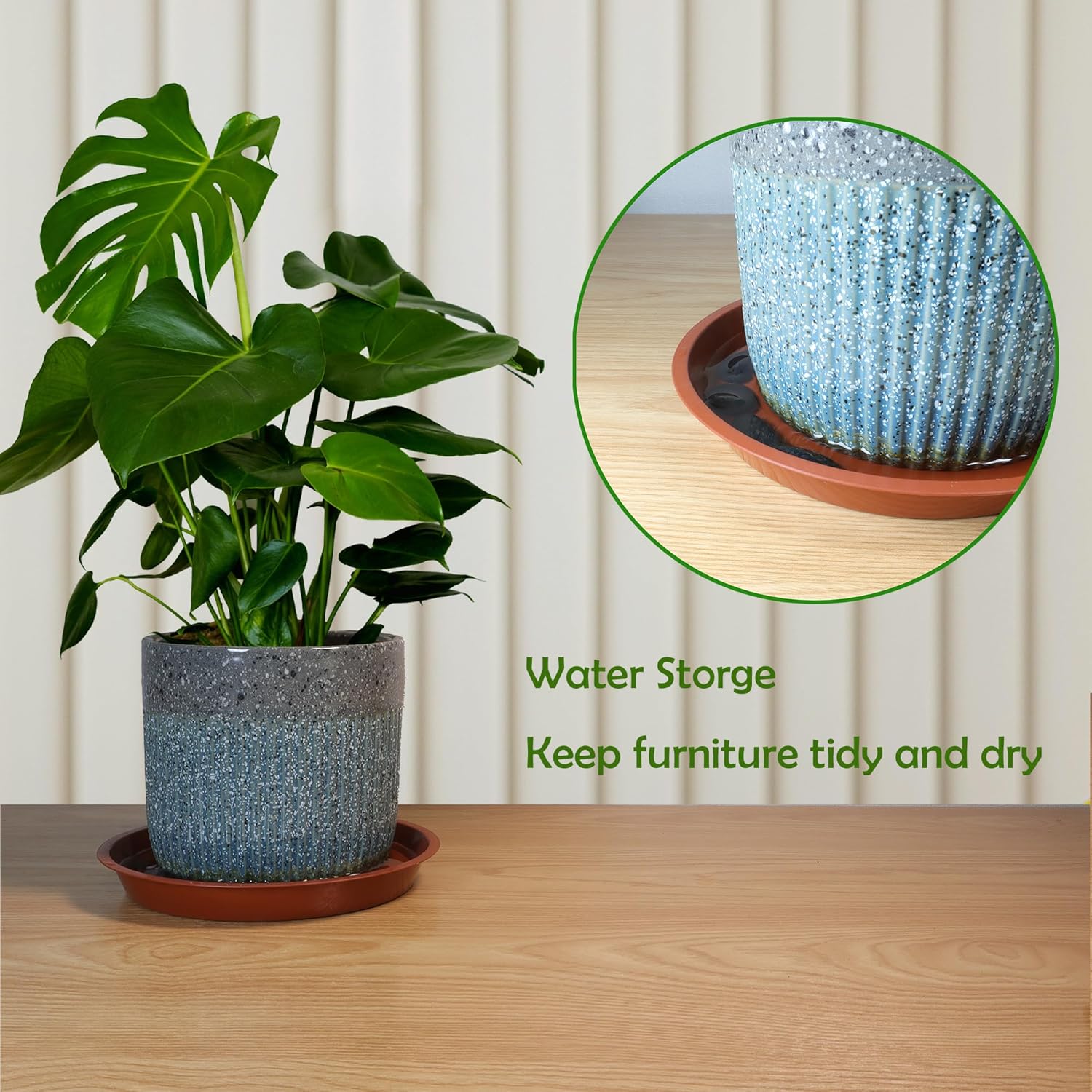 4 Pack 14 Inch Round Plant Saucers for Less 12 Inch Pot Indoors Outdoors Plant Trays for Pots Planter Saucer Plastic Drip Tray Planter Water Tray(Black, 13.8(4pcs))