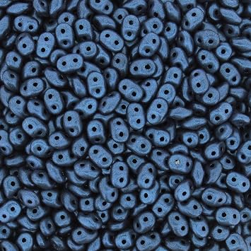 Czech Two-Hole Superduo Beads 5.5x2.5mm Jet Metallic Suede Blue 22 Gram Tube