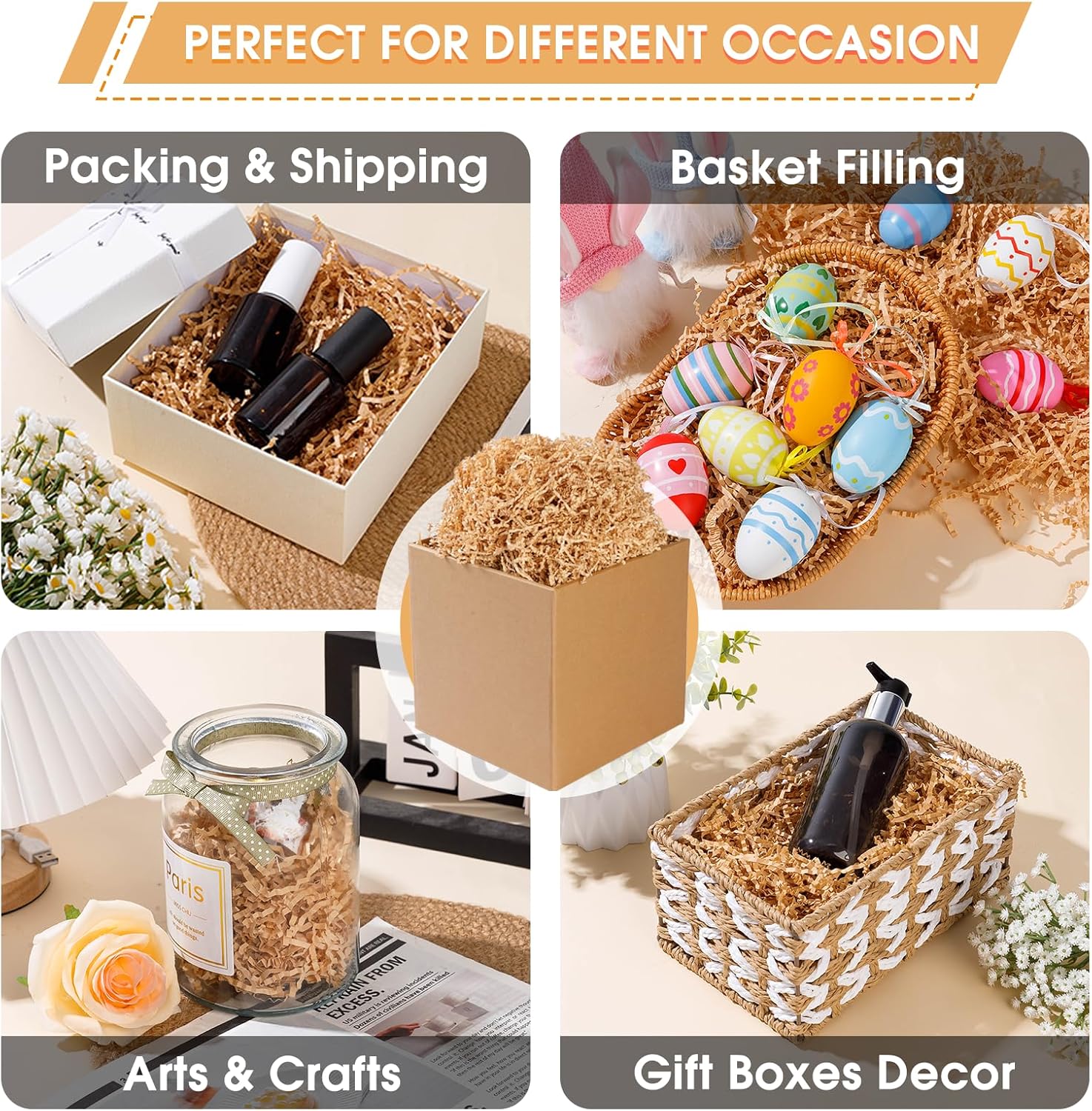 2.2LBS Crinkle Cut Paper Shred Filler, Kraft Shredded Paper for Gift Bag Box Basket, Packing Grass Cushion Crinkle Shred Filler for Christmas Wedding Birthday Bridesmaid Engagement - Image 5