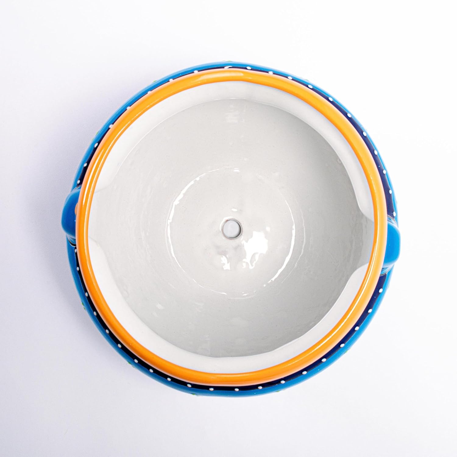 Evergreen Garden Talavera Mexican Pottery Ceramic Chata | Flower Pot Plant Succulent | Indoor Outdoor (12 in. Blue Striped)