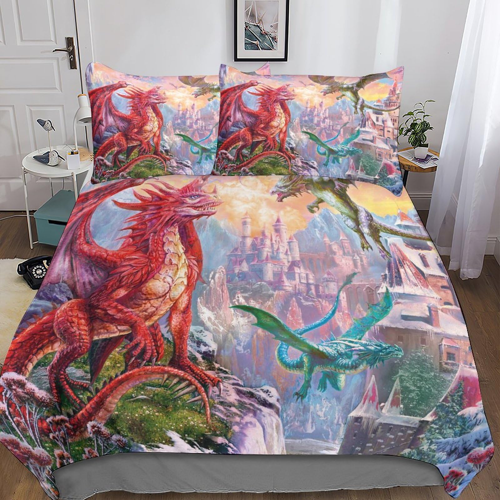 Parure de lit 3d anti-plis ensemble de housse de couette monsters shanhaijing grand format