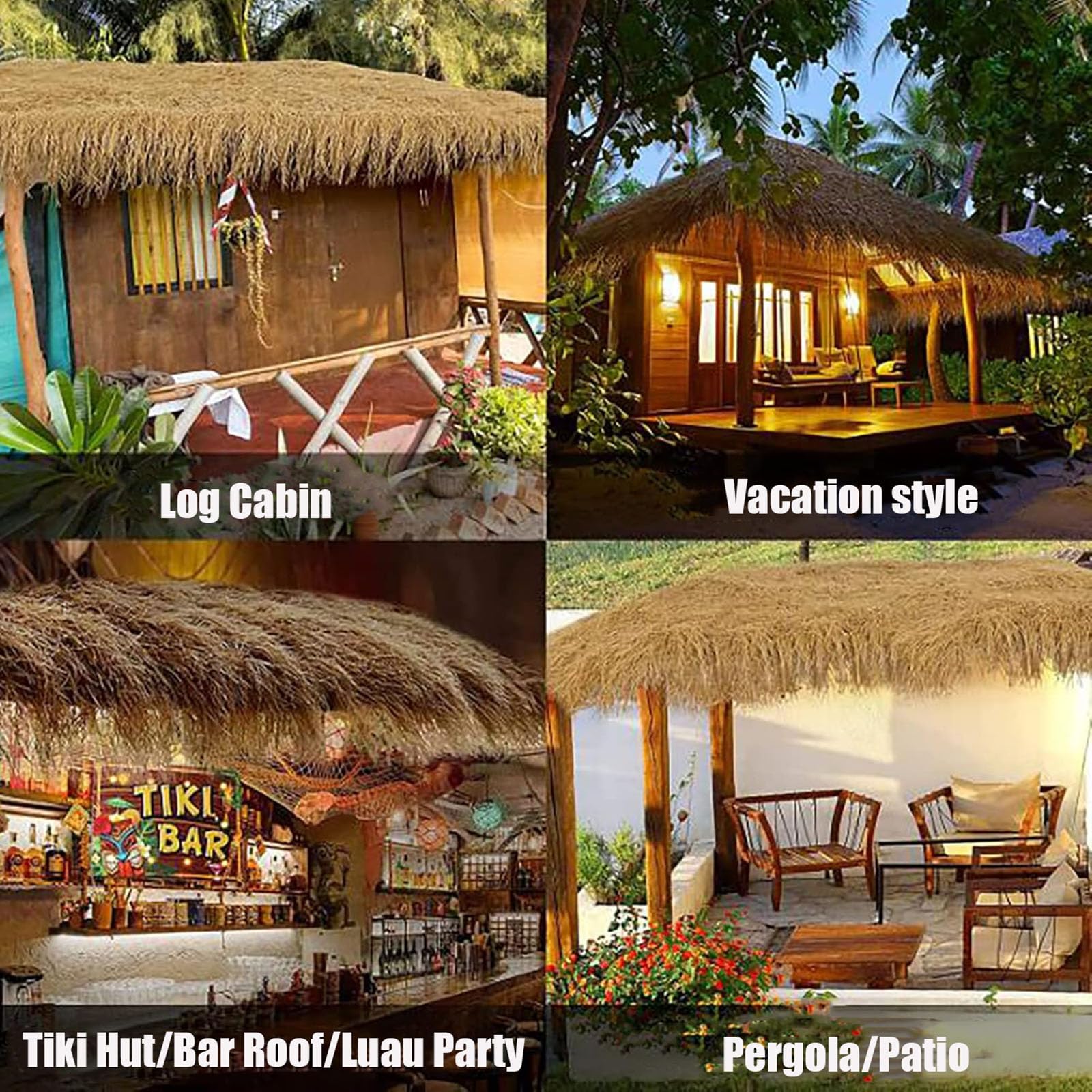 Roof Di Erba Di Paglia Artificiale, Tiki Bar Per Tetto Di Tetto Di Paglia, Tetto Di Paglia Durevole Per Tiki Bar, Gazebo, Patios E Spiaggia Della Festa Hawaiana Tropicale, Uv E Resis(Size:3.28x32.8ft)