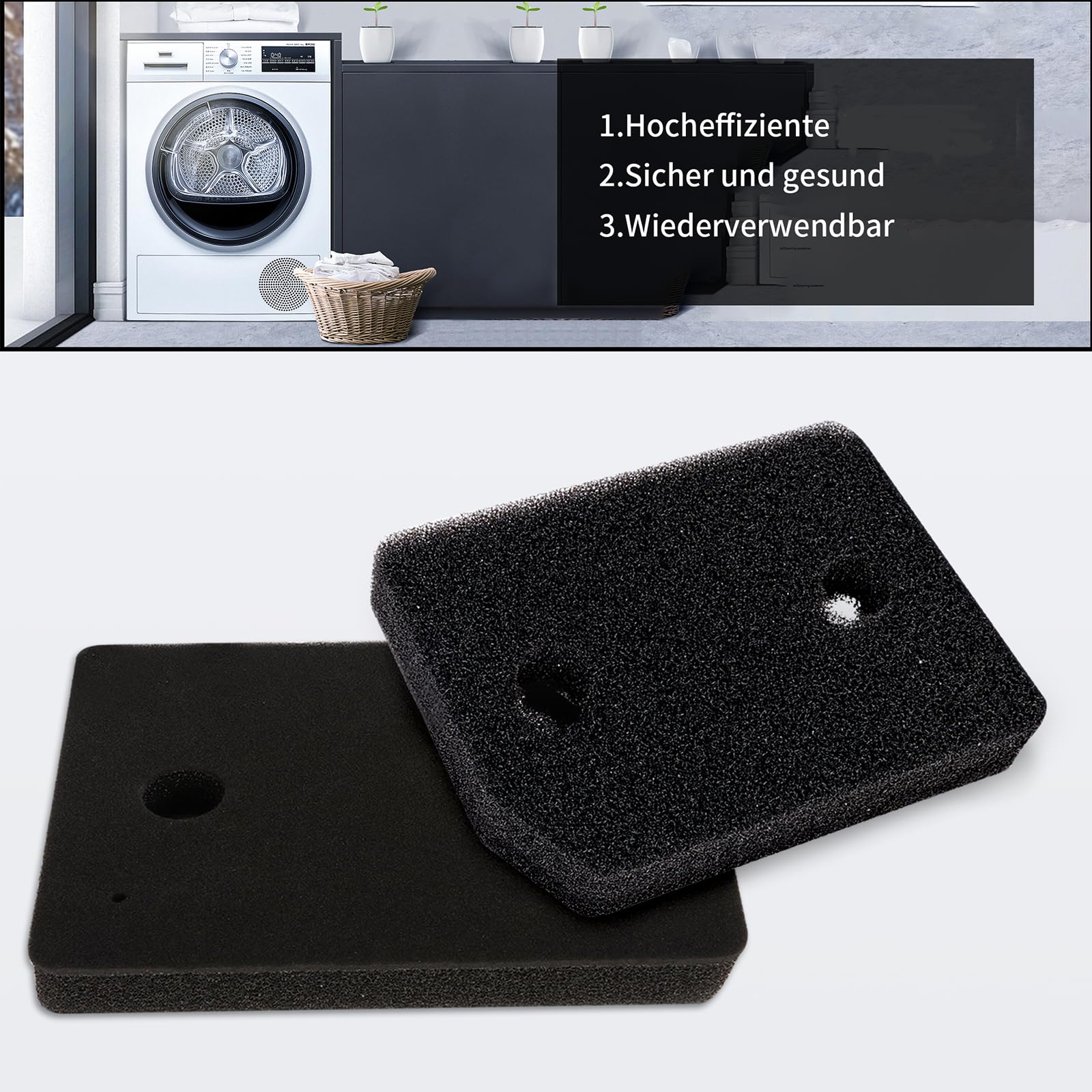 Filtro In Spugna KEEPOW Per Miele 9164761 | Tappetino Di Ricambio Per Asciugatrice A Pompa Di Calore T1 (2 Pezzi, 207x157x30 Mm)