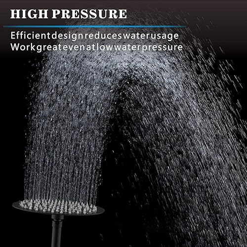 Miniatura 66 de Voolan Cabezal de ducha de lluvia, cabezal de ducha grande de alto flujo hecho de acero inoxidable de metal, cubierta de cuerpo de cascada, soporte