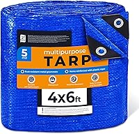 Vista 8 de Lona de polietileno azul resistente de 8 x 10 pies, resistente a los rayos UV, impermeable, resistente a la intemperie, lona multiusos