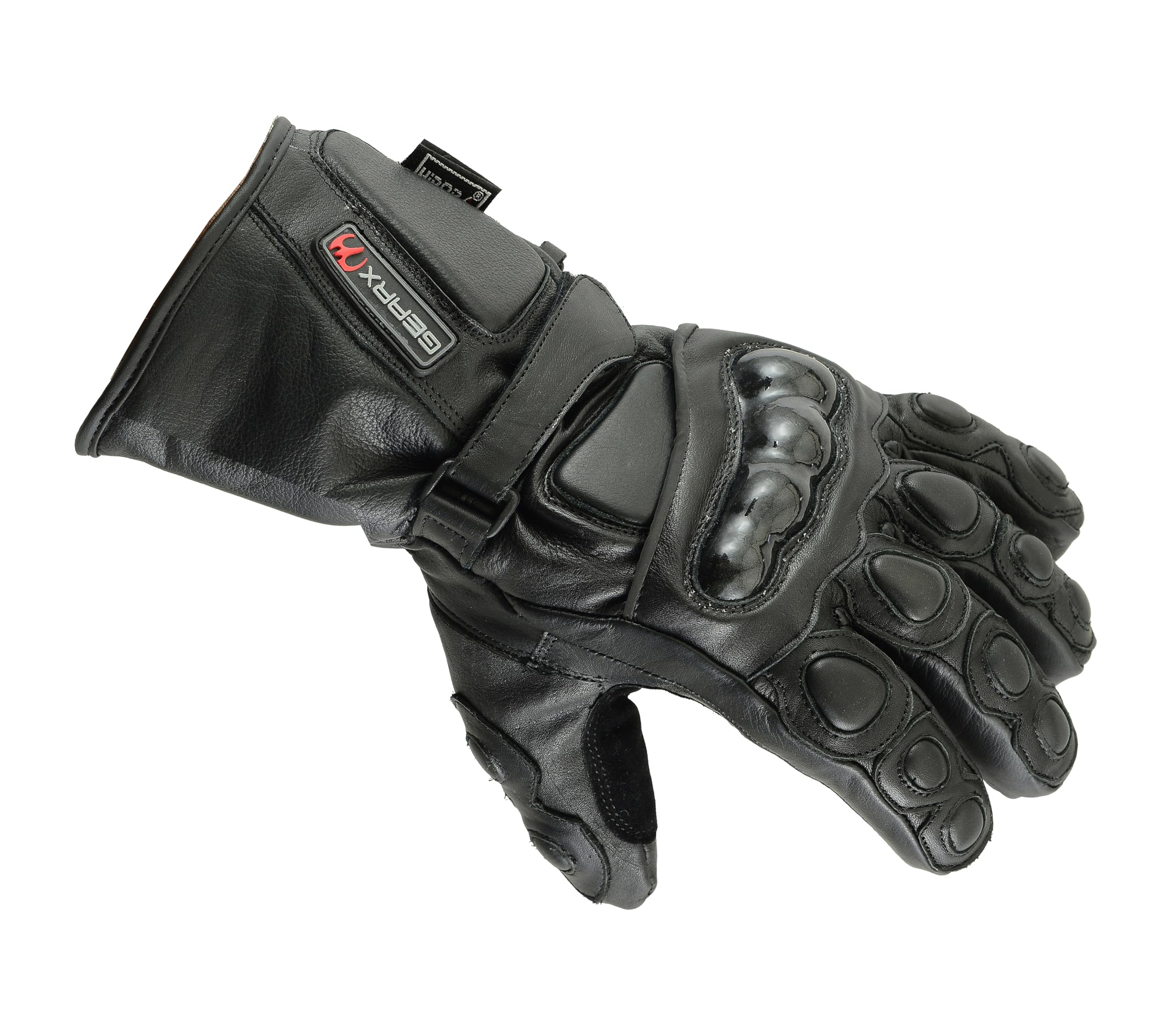 GEARX Winter wasserdichte Leder Handschuhe Motorrad Knöchel Schutz