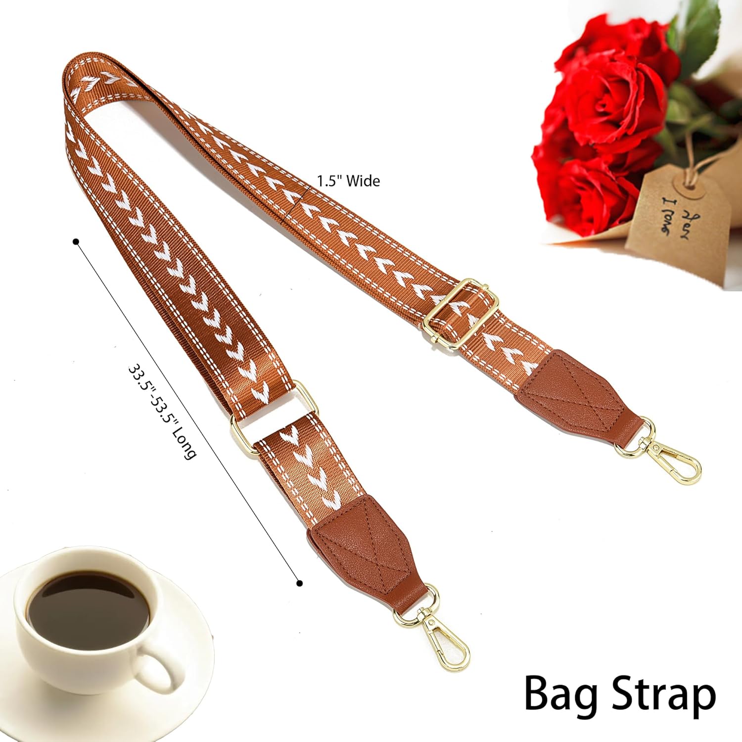 LEMEDE Purse Strap Replacement Crossbody 1.5" Wide Shoulder Strap Adjustable Straps Handbag Strap Replacement Belts - Image 4