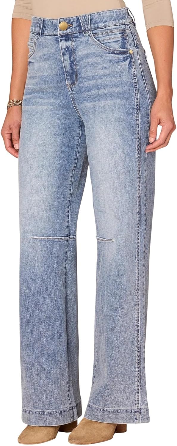 Democracy Women's Skyrise Ab Solution Round Up Wide Leg Jeans with Double Side Seam - Image 2