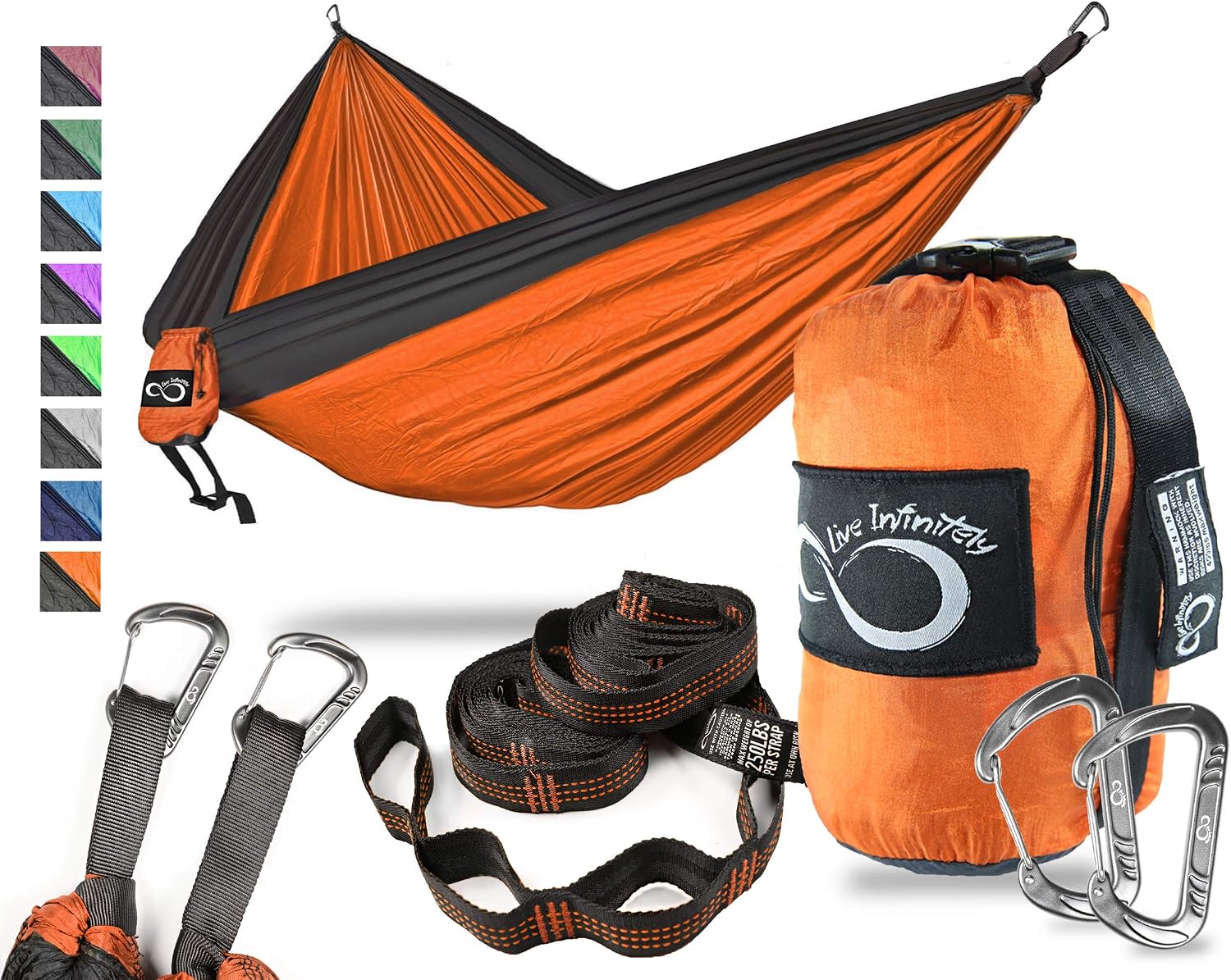 Double Outdoor Camping Hammock Set- Lightweight, Compact & Portable Two Person Parachute Nylon Hammock Set- 2-16 Loop Tree Straps - Holds 500LBS-Ideal for Travel, Hiking & Beach