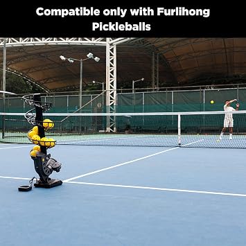Furlihong 388PBH Pickleball Machine, 4 Adjustable Angles, Includes 9 Pickleballs, Powered by Power Bank/Battery, for Beginners