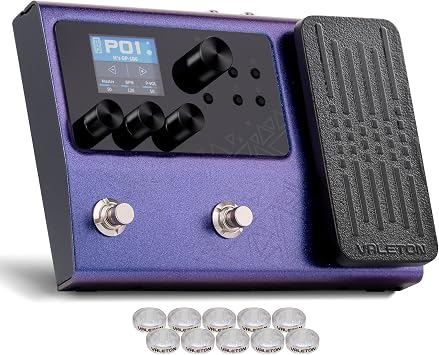 Valeton Multi-Effect Expression Pedal Guitar Bass Amplifier Modeling IR Cabinet Simulation Multilingual Stereo OTG USB Audio Interface GP-100 Violet