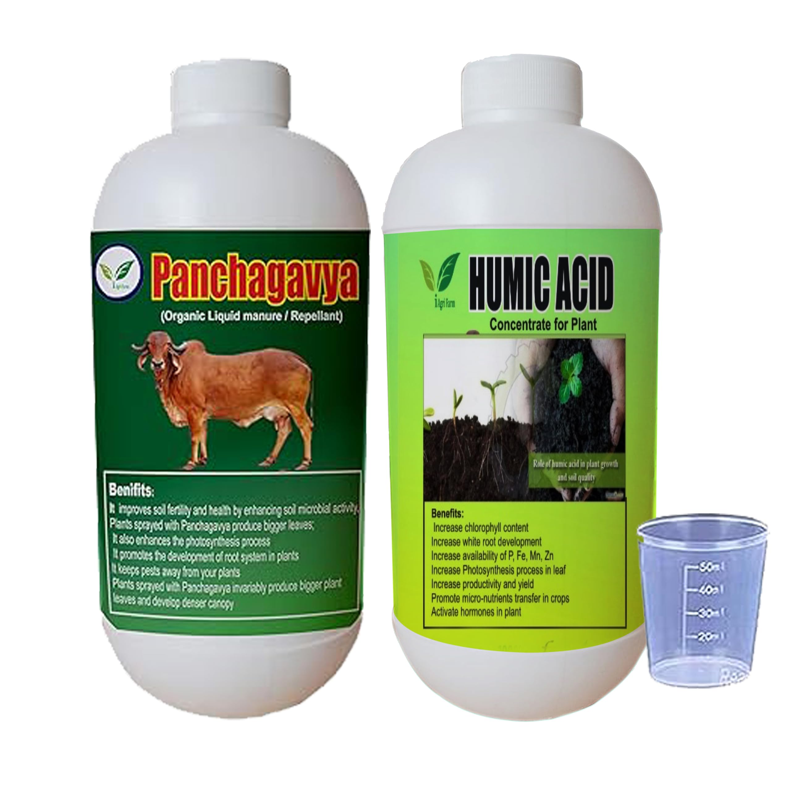 IAgriFarm Panchagavya Liquid And Humic Acid Organic Manuare/Growth Promoter : 1 +1 Litre Combo - With Measuring Cup 50 Ml - Indias 1St Iso 9001:2015 Certified Brand (B09Y3CSFRL) Amazon Price History, Amazon Price Tracker