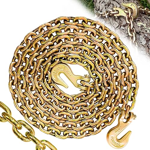 Miniatura 14 de Cadena de Transporte G80 de 5/16"×10 pies, Cadena de Remolque con Ganchos de Agarre Clevis, Wll 4900 libras Límite de Carga de Trabajo Seguro