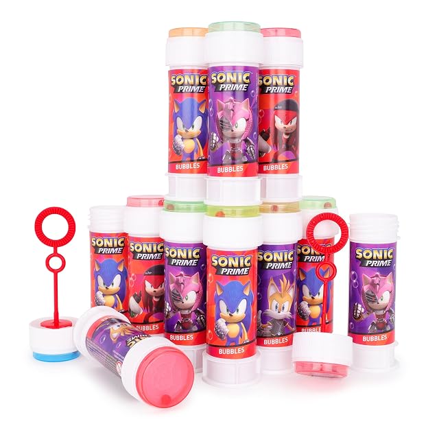 Foto 6 de 8 de Toyland® Pack de 12 Botes de Burbujas Sonic The Hedgehog con varitas, solución de 60 ml y Tapa Laberinto…