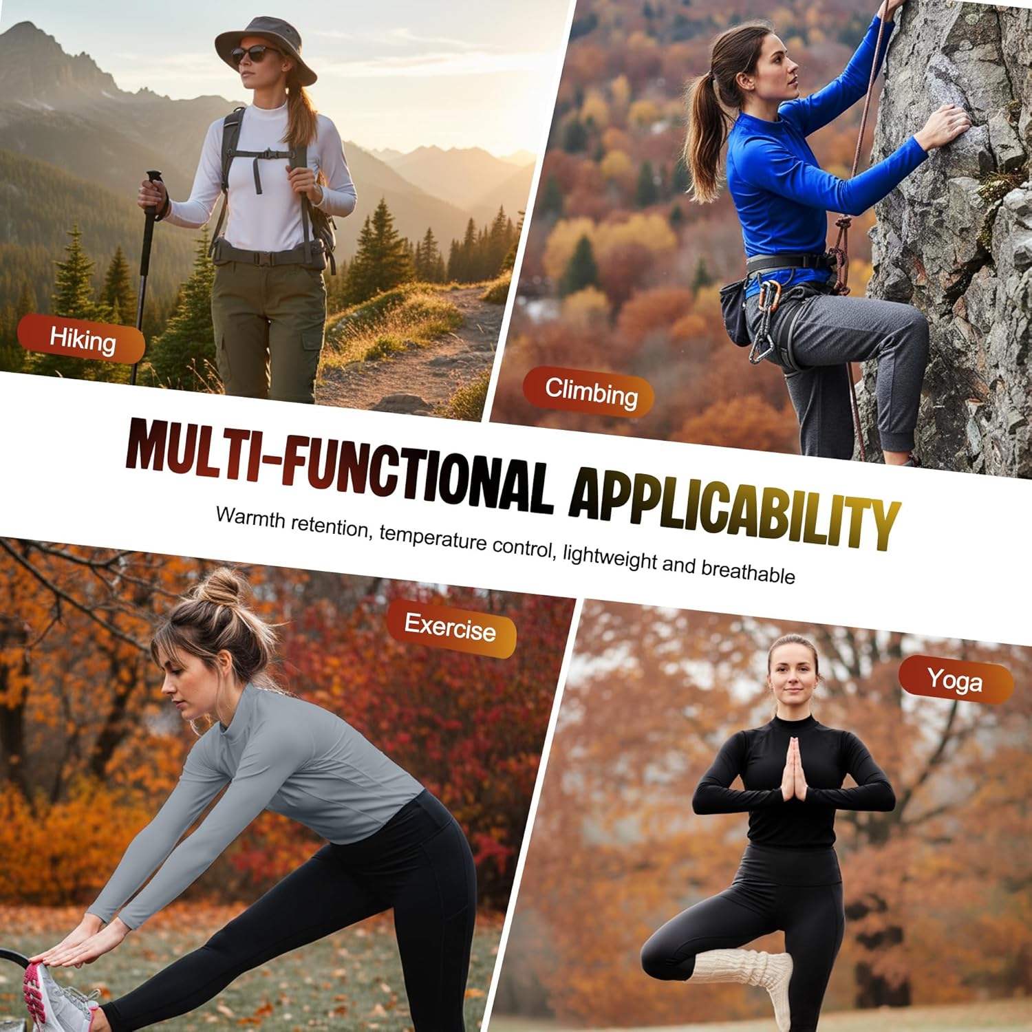 Coume 4 Pack Women Thermal Turtleneck Shirts Women Mock Turtle Neck Long Sleeve Tops Fleece Lined Compression Basic Layer - Image 7