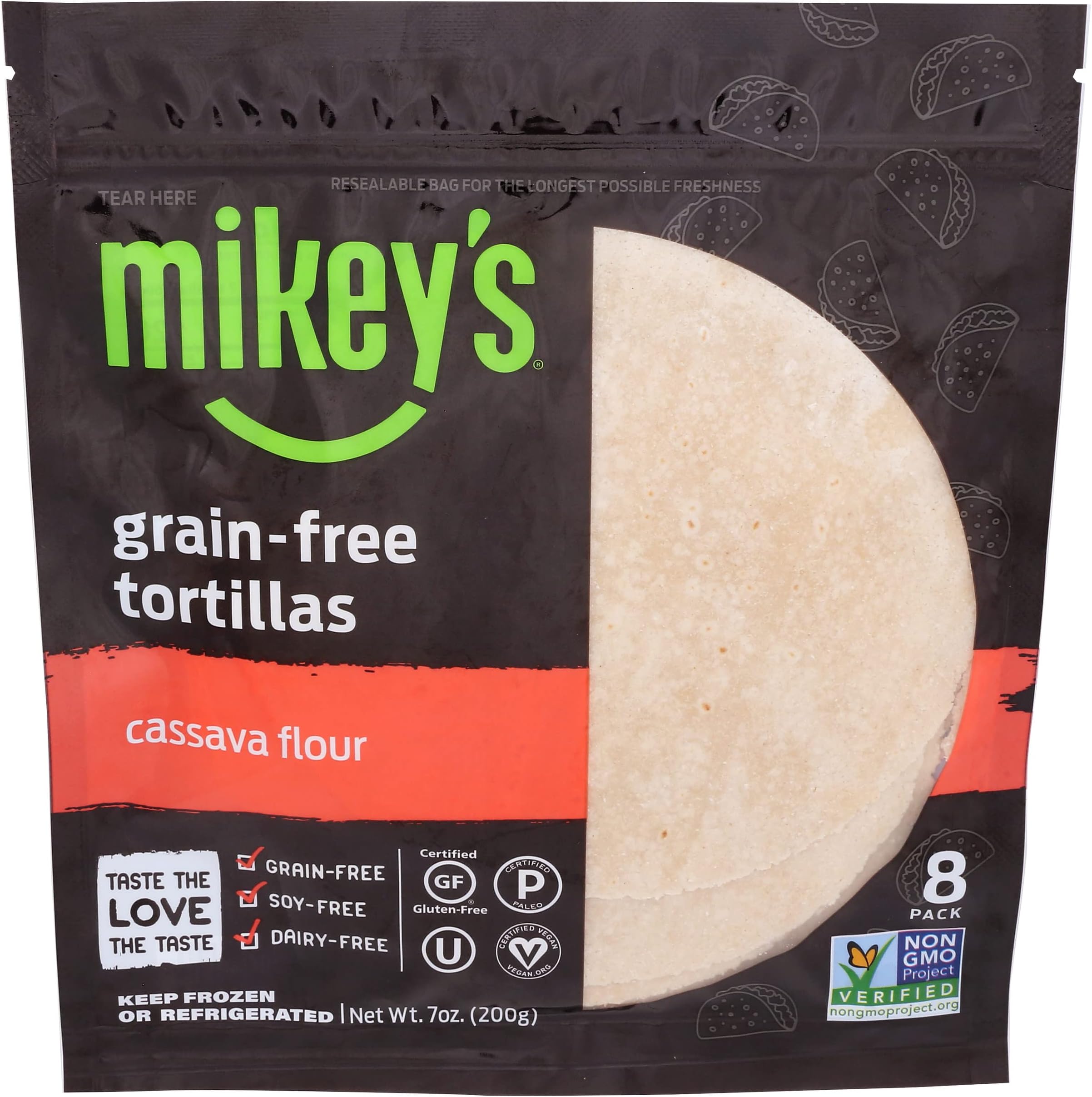 Mikey's Cassava Flour Tortillas, Certified Paleo, 8 Count