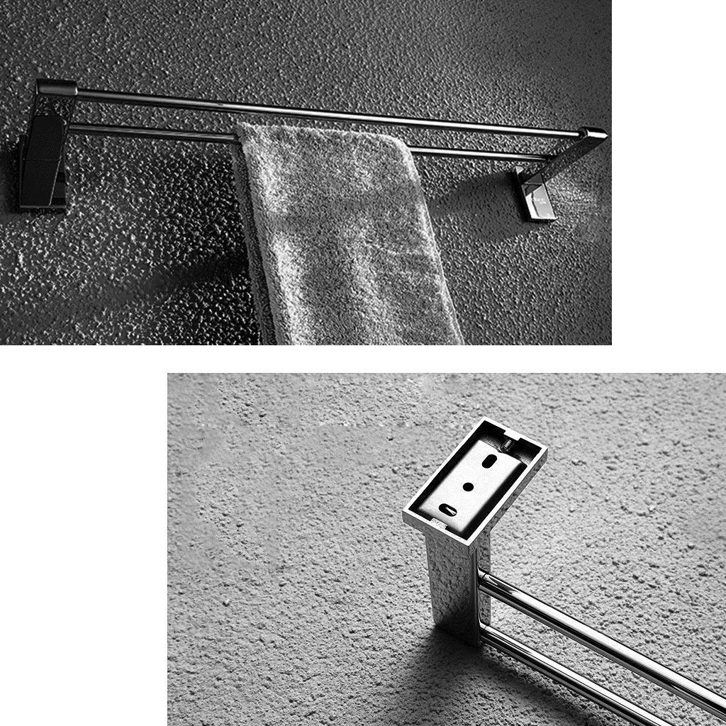 Portasciugamani Doppio da Parete, Finitura cromata Lucida, per Bagno, in Acciaio Inox 304