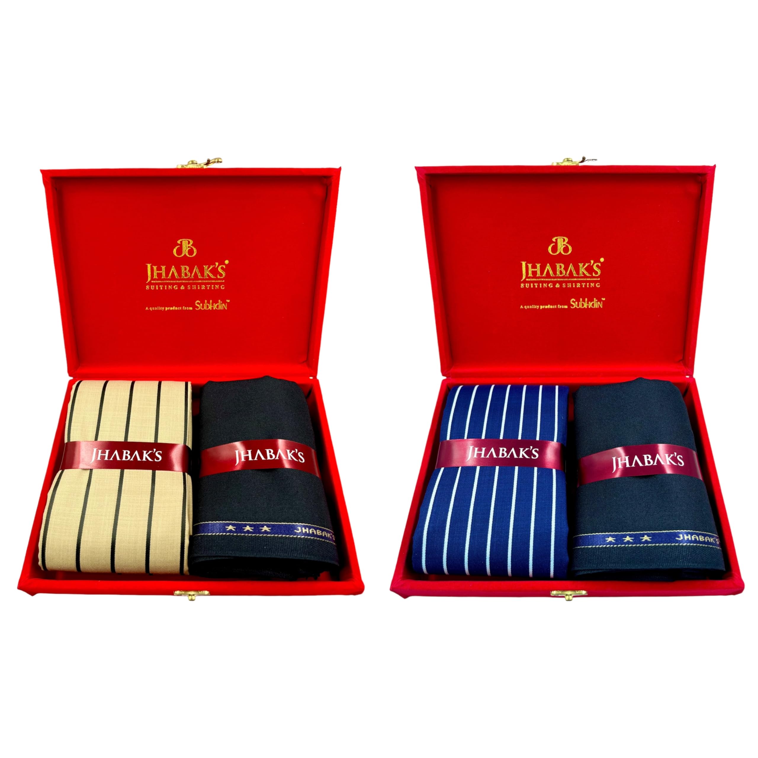 Unstitched Premium Cotton Blend Strip Shirt & Trouser Fabric - 2.25 Meter Shirt Cloth - 1.30 Meter Pant Piece (Set of 2)-image-37