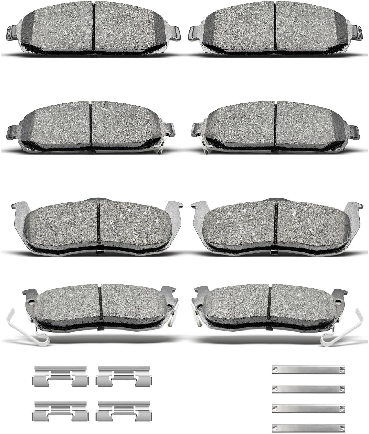 D1080 D1041 8pcs Ceramic Front Rear Brake Pads With Clips Fit For 2006-2010 For Jeep Commander,2005-2010 For Jeep Grand Cherokee