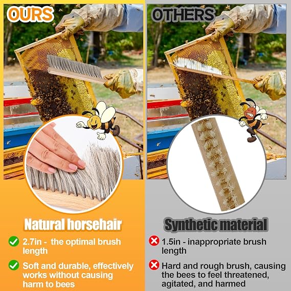 Acostop 13.8 Soft Natural Horsehair Beekeeping Brush for Beekeepers