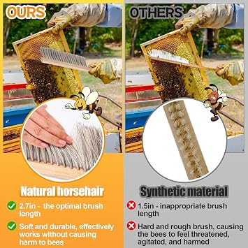 Acostop 13.8 Soft Natural Horsehair Beekeeping Brush for Beekeepers