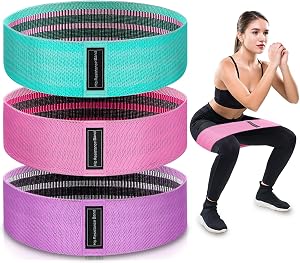 Resistance Bands, 3 Levels Fabric Exercise Bands for Working Out, Workout Bands Resistance for Women & Men, Multi-Colored Fabric Booty Bands for Leg Strength Training, Rehab, Yoga