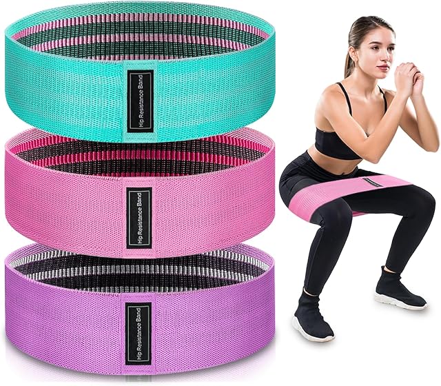 Bandes de résistance, 3 Niveaux Bandes d'exercice en tissu pour travailler dehors, Bandes de travail Résistance pour les femmes & Hommes, bandes de booty multicolores pour l'entraînement de la force des jambes, la rééducation, le yoga