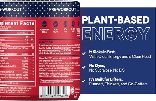 EBOOST Super Powder Acai Pomegranate Super Fuel Ginger Lime and POW Patriot Pop Pre Workout Bundle