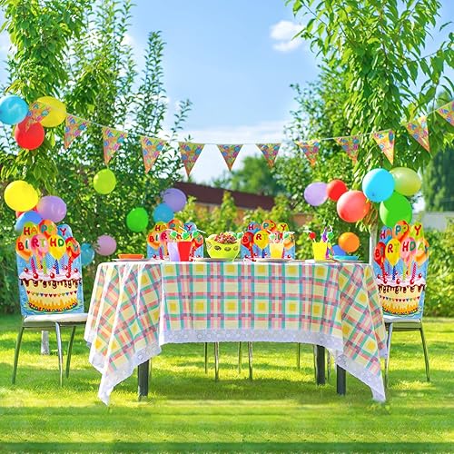 Miniatura 9 de FANCY LAND 2 fundas para silla de cumpleaños para aula, funda de asiento de feliz cumpleaños para niños, decoración de fiesta de cumpleaños para