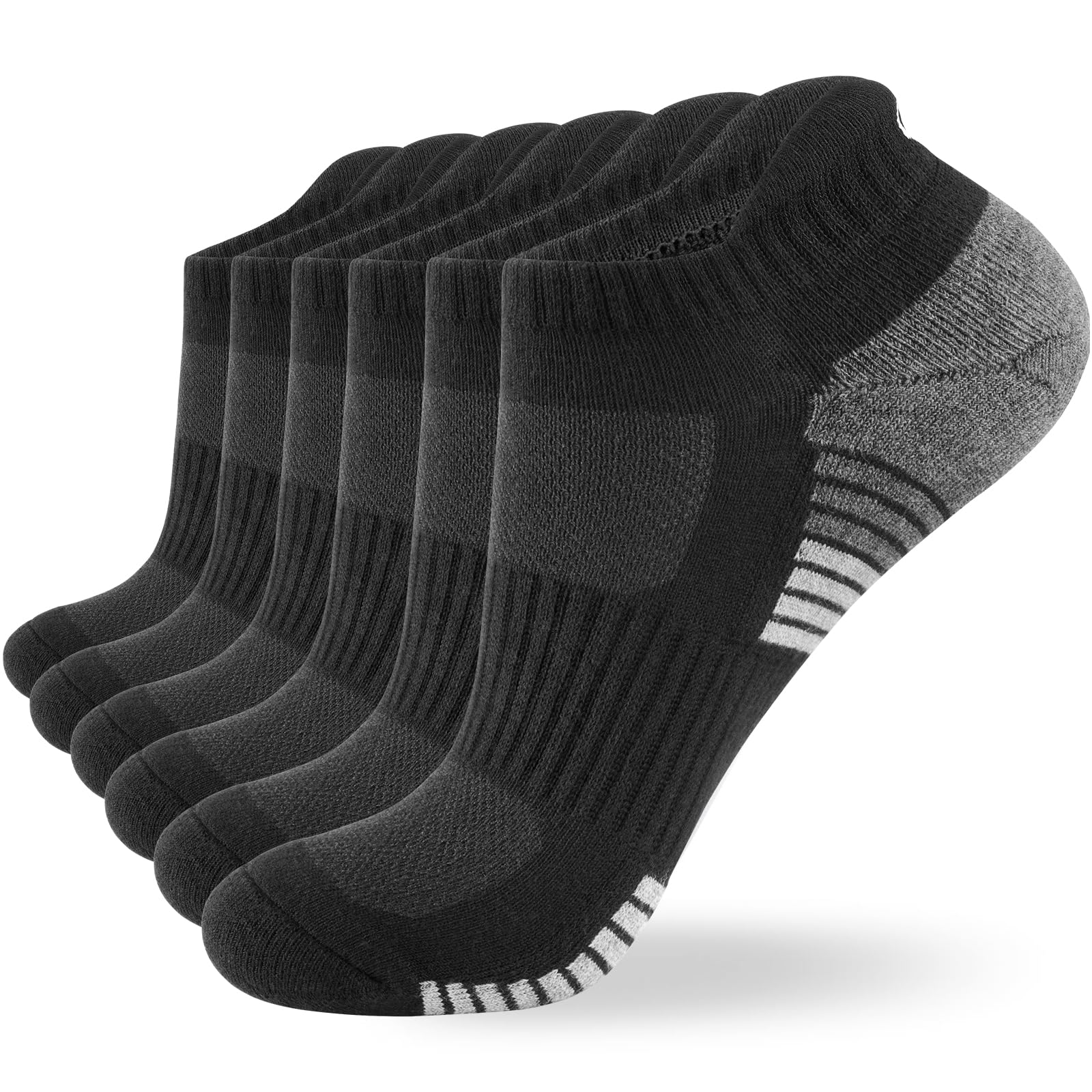 coskefy 6 Paar Sneaker Socken Herren Damen Baumwolle Sportsocken Kurz Laufsocken Running Socken Knöchelsocken Schwarz Weiß Grau Atmungsaktiv