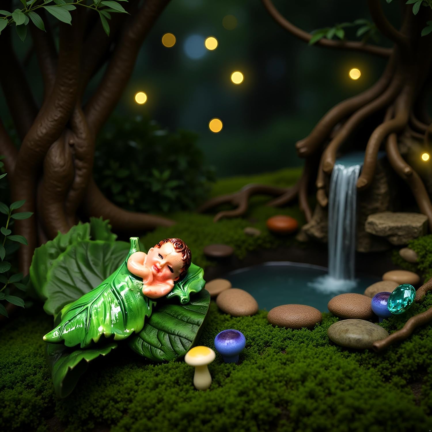 Green Sleeping Fairy Miniature Figurines,Fairy Garden Animals for Garden Accessories,Micro Landscape,Plant Pots,Bonsai Craft Decor Outdoor Yard Home Decoration Sculptures image 4