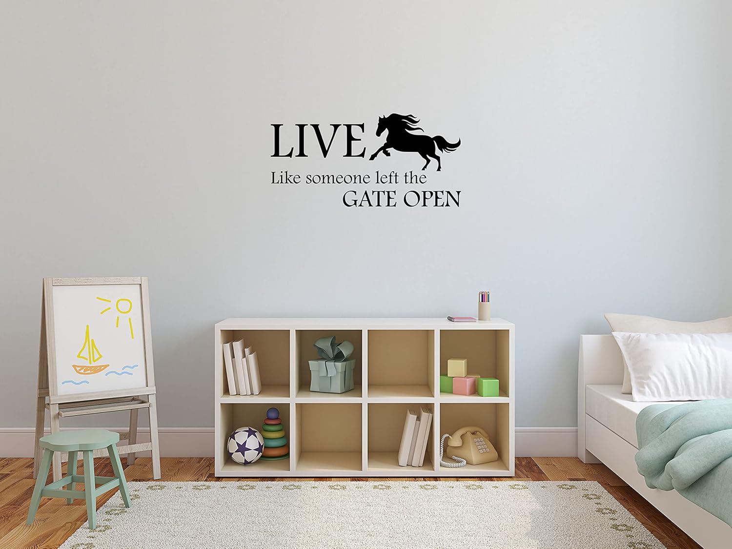 Live Like Someone Left The Gate Open – Horse Farm Vinyl – Removable Bedroom Art – Motivational Inspirational Home Décor Sign