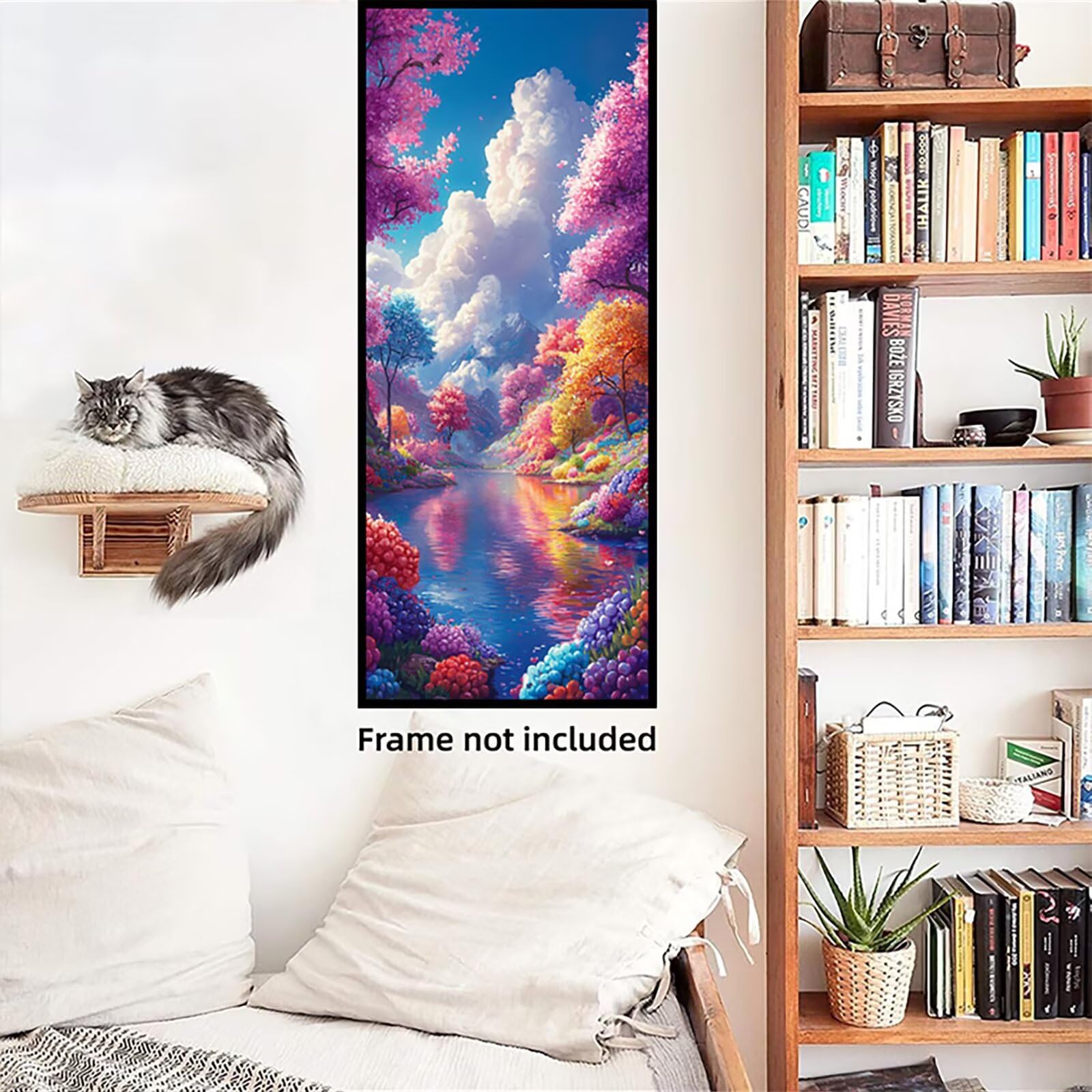 Malen Nach Zahlen 50x150cm Leinwand Farbe Malen Nach Zahlen Erwachsene mit Ohne Rahmen, DIY Kreativ Set für Erwachsene mit Pinseln und Acrylfarbe, Zimmer Deko Baum 2 Landschaft Geschenk, P0M-764