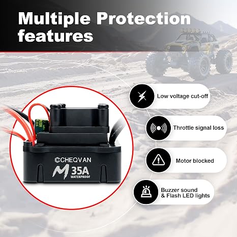 2435 4800KV Brushless Motor with 35A ESC Combo, Surpass Waterproof Hobby Sensorless Motor and Electric Speed Controller Set for Traxxas 1/18 1/16 1/14 Scale RC Car Trucks
