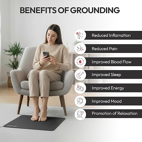 Miniatura 2 de Alfombrilla de conexión a tierra, tierra interior para dormir, energía, alivio del dolor, inflamación y bienestar, alfombrilla de terapia de carbono