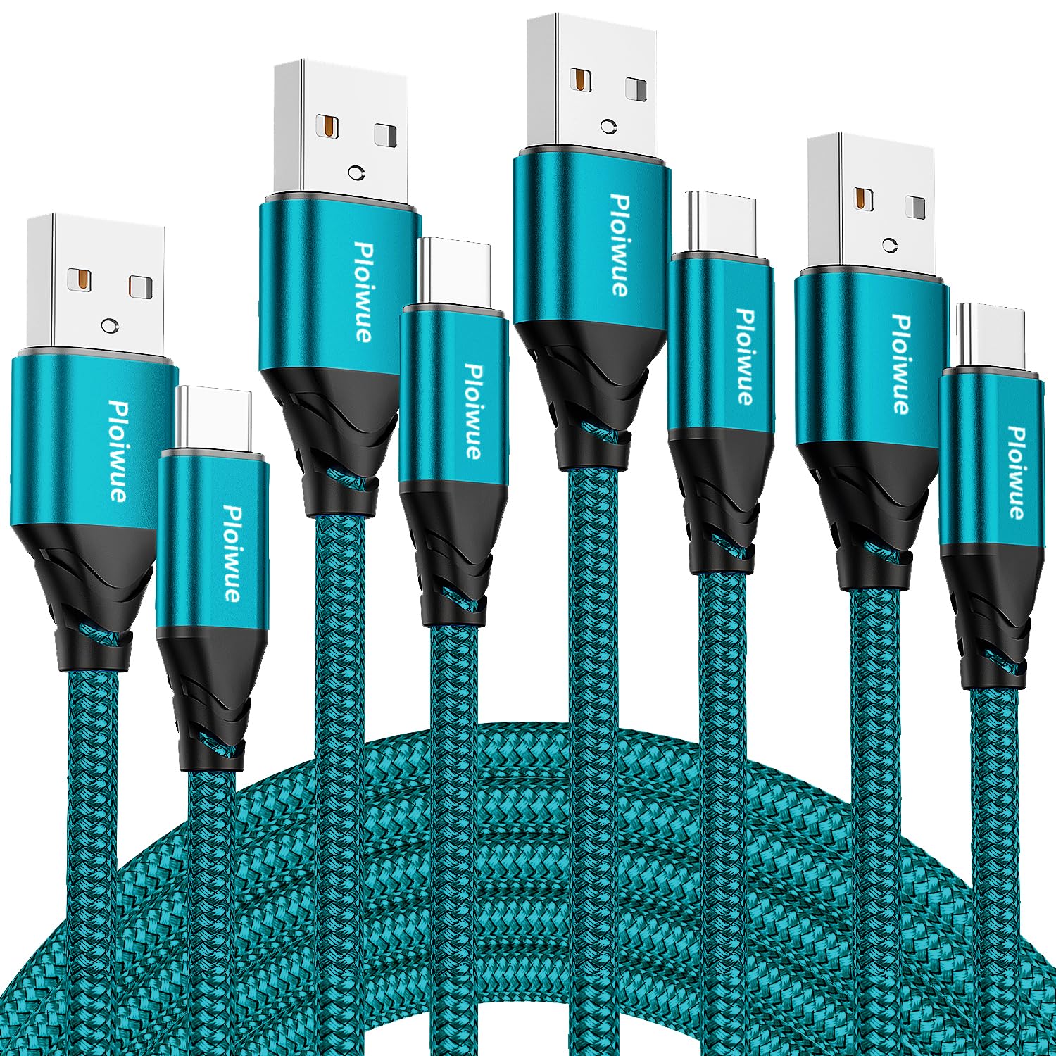 4Pack USB C Charger Cable 1M+1M+2M+2M Type C Charger Cable Fast Charging 3A Nylon Braided USB C Cable for iPhone 15 Plus Pro Max, Samsung Galaxy S24/S23/S22, Huawei P40/P30, Google Pixel