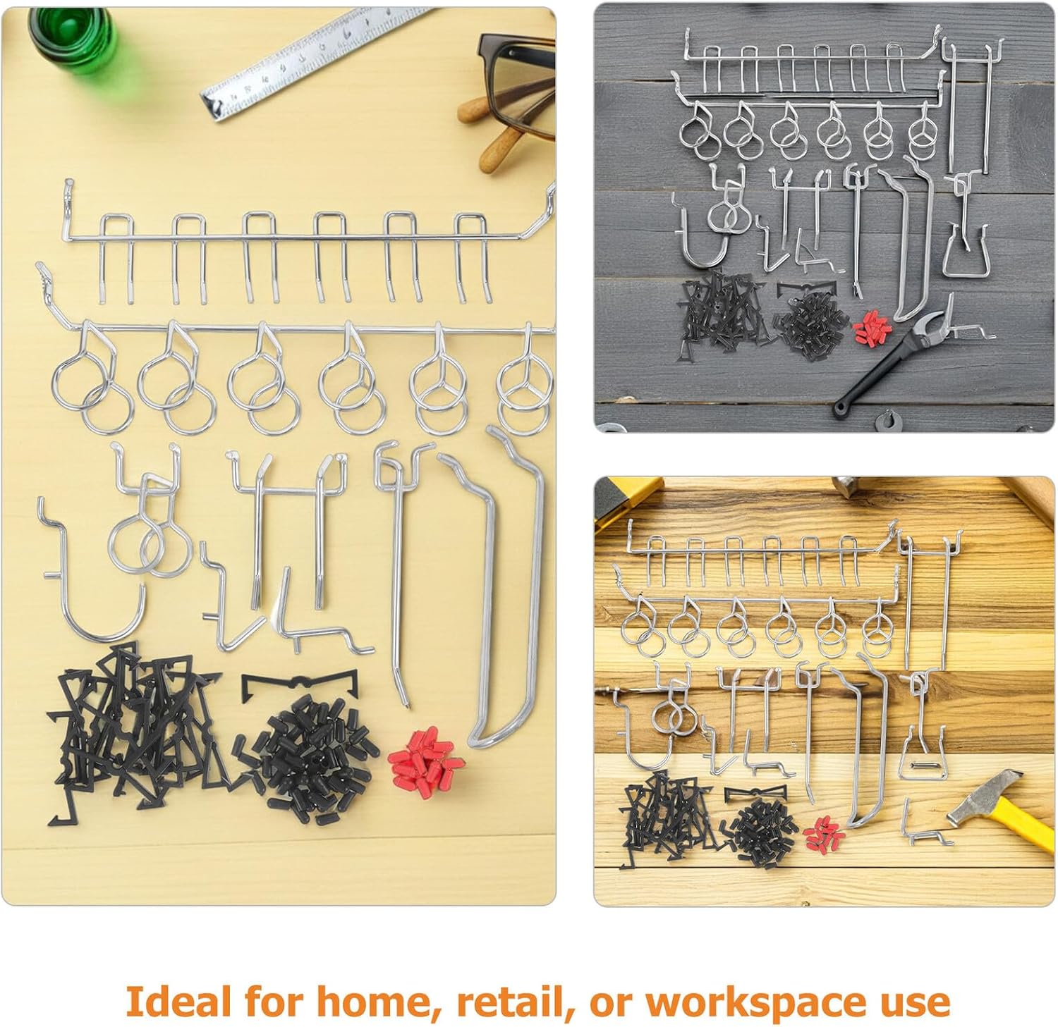 Healifty 金属製ペグボードフック 小型滑り止め付き棚用ペグ ガレージ 店舗 家庭用壁掛け収納用 2セット