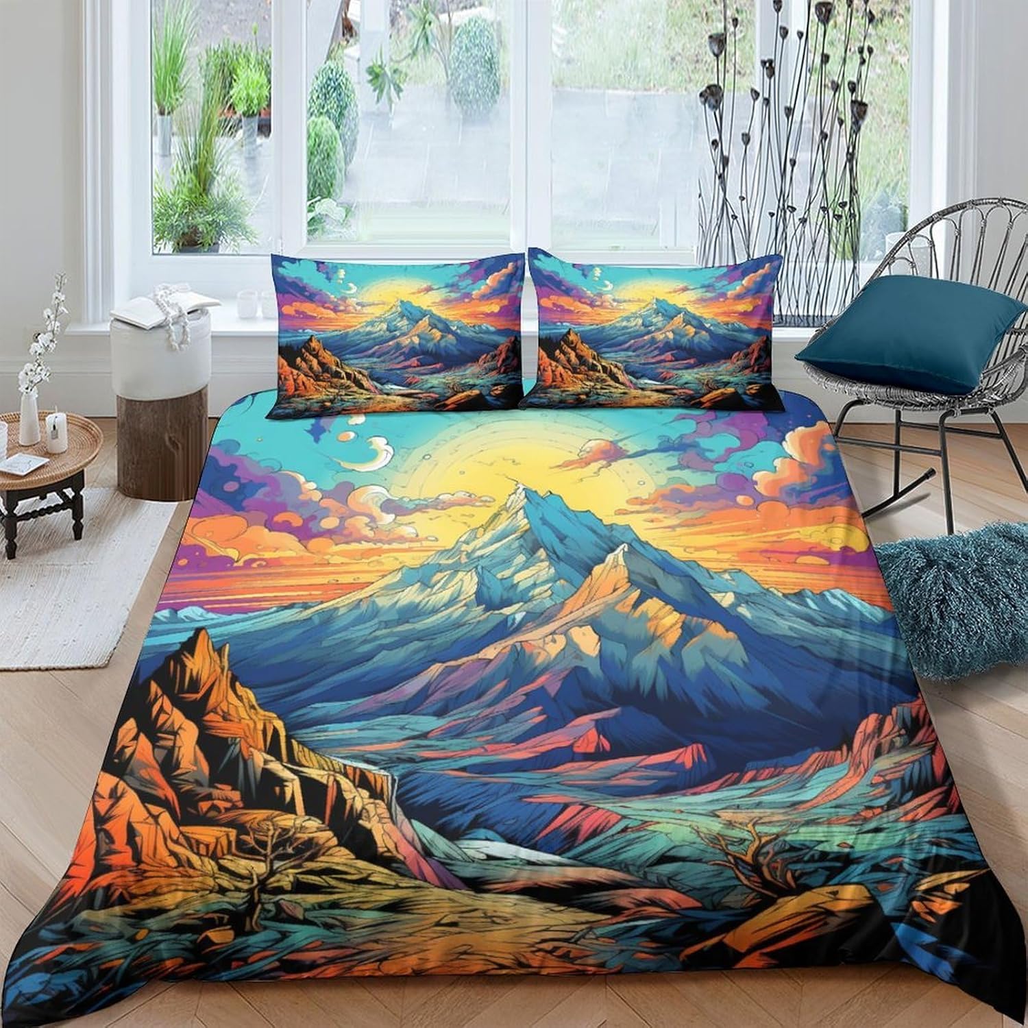 Housse de couette paysage 3D pour s'éveiller chaque matin face à un lever du soleil lumineux