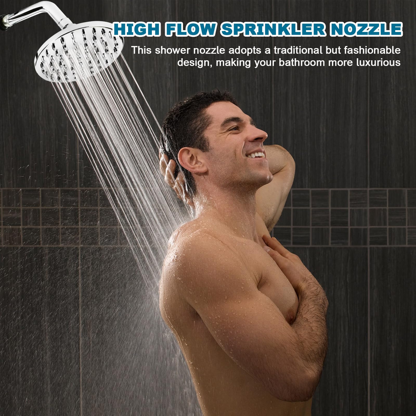 Cabezal de Ducha traje, Ajustable 360° Ducha lluvia 15×9cm | ABS Rociador Ducha con 2 Cintas de Sellado Roscadas para Hotel, Hogar, Baño Cabezal Ducha