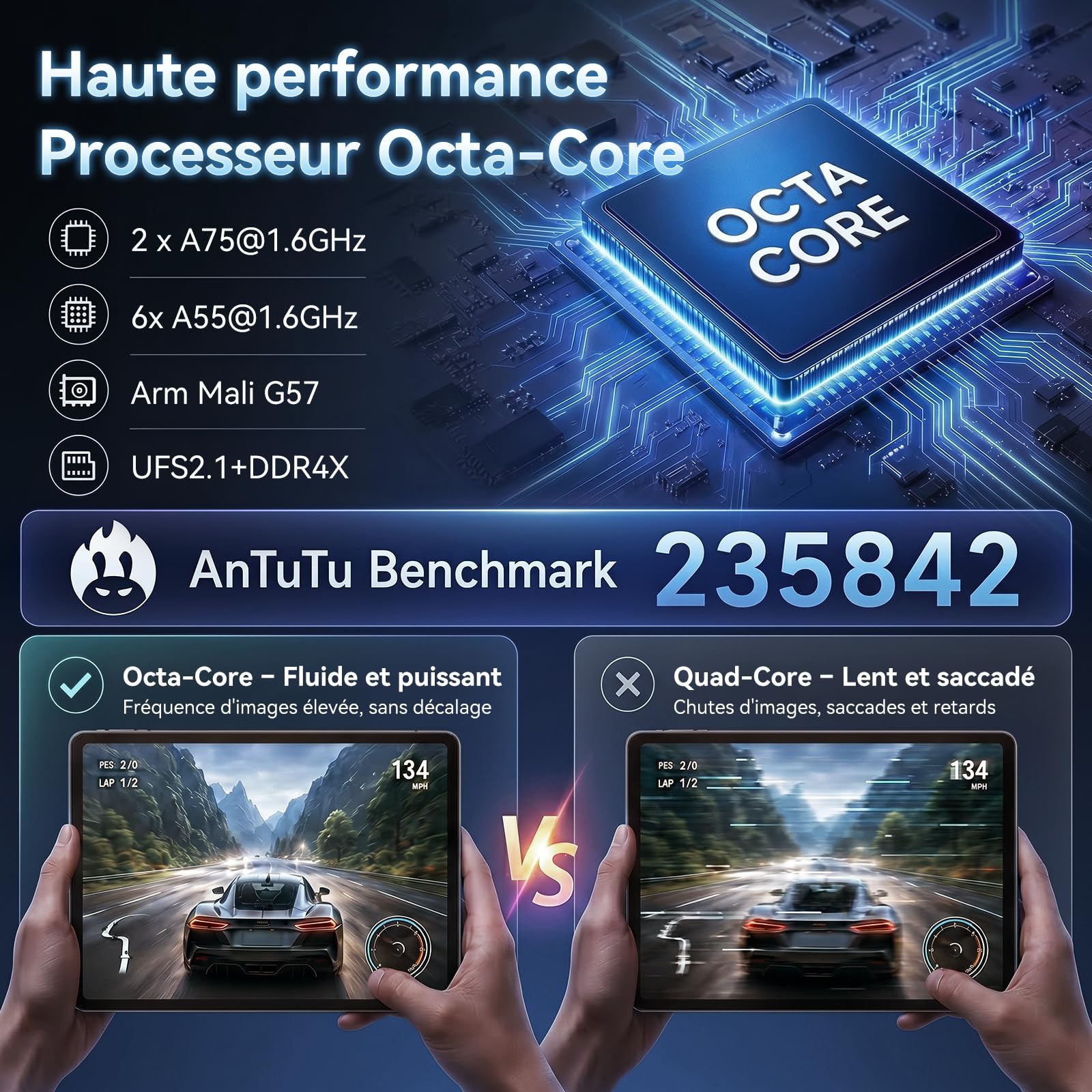 TABWEE Tablette avec Clavier, 24 Go+ 256 Go, Android 16, Octa-Core