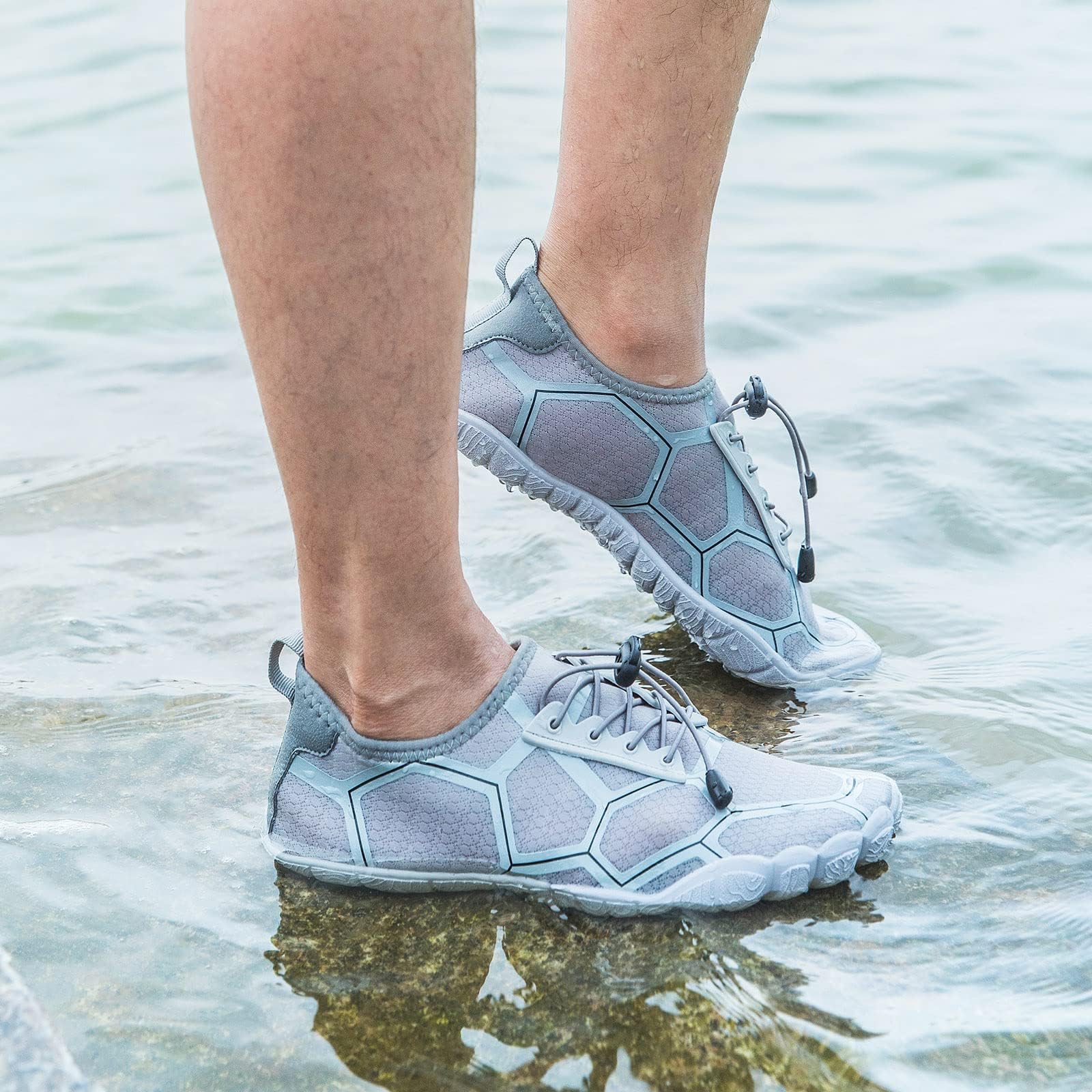 WOTTE Scarpe da acqua da uomo, ad asciugatura rapida, leggere, traspiranti, per la spiaggia, pesca, yoga, immersioni, surf, taglia 40-50
