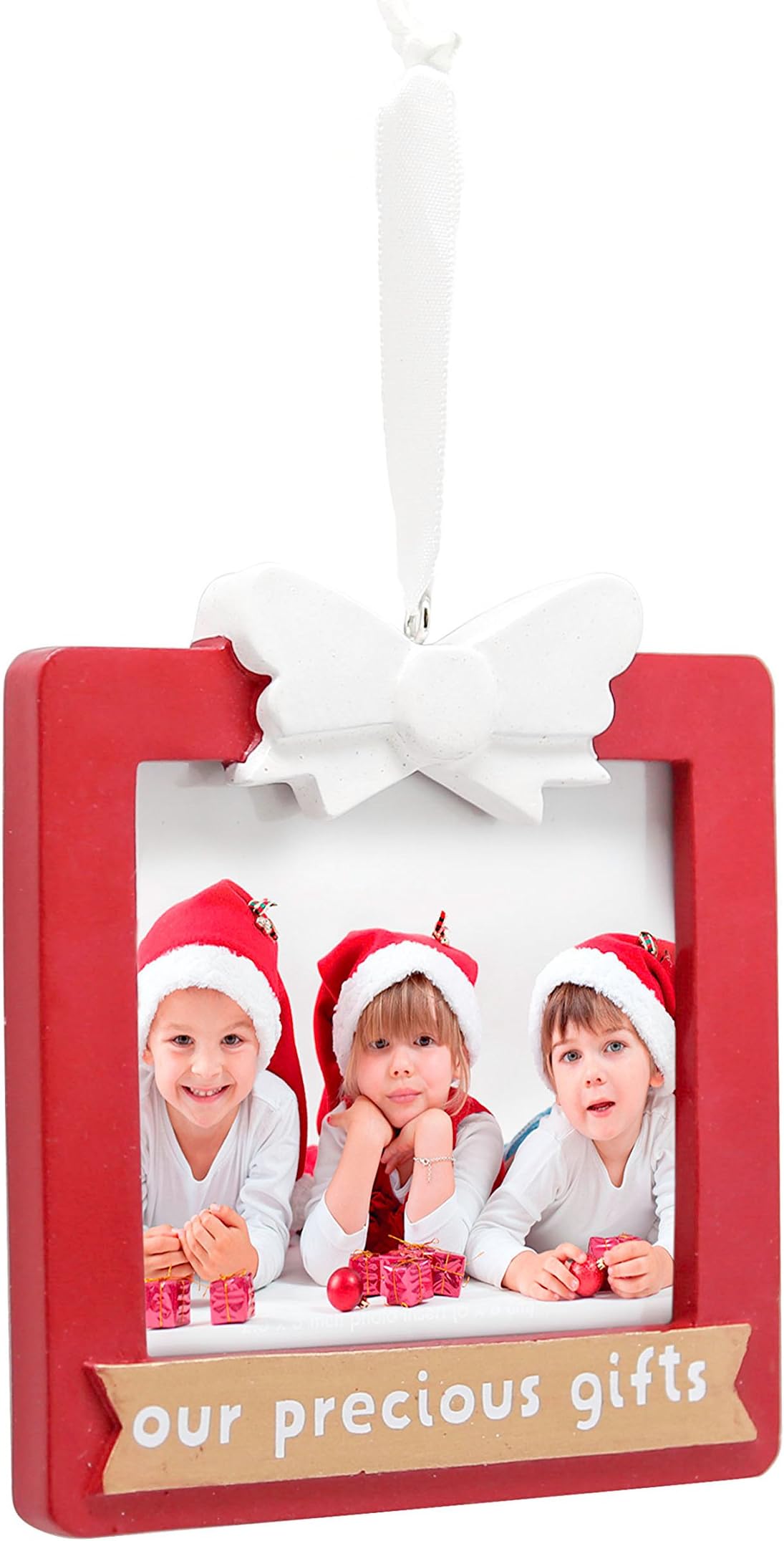 Tiny Ideas Out Precious Gifts Family Holiday Keepsake Photo Ornament, Great Christmas Ornament Gift for Parents, Red