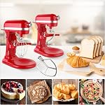 Stainless 3 Piece kit Attachments for KitchenAid 5 Plus- 6QT Mixer | Dough Hook, Wire Whisk & Flat Beater 3-piece kit; rust resistant, dishwasher safe, ideal for baking bread, cakes and cookies