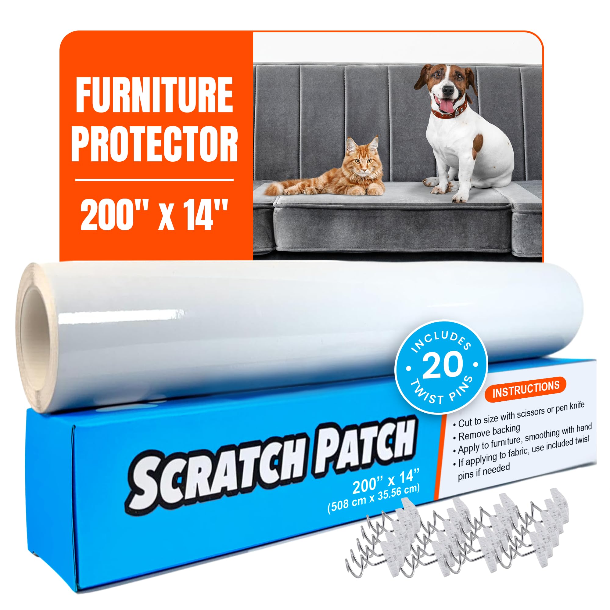 Match 'N Patch Furniture Protector – Scratch Protector for Pets – Transparent Shield for Pet Scratches - Self-Adhesive & Easy to Apply, Includes 20