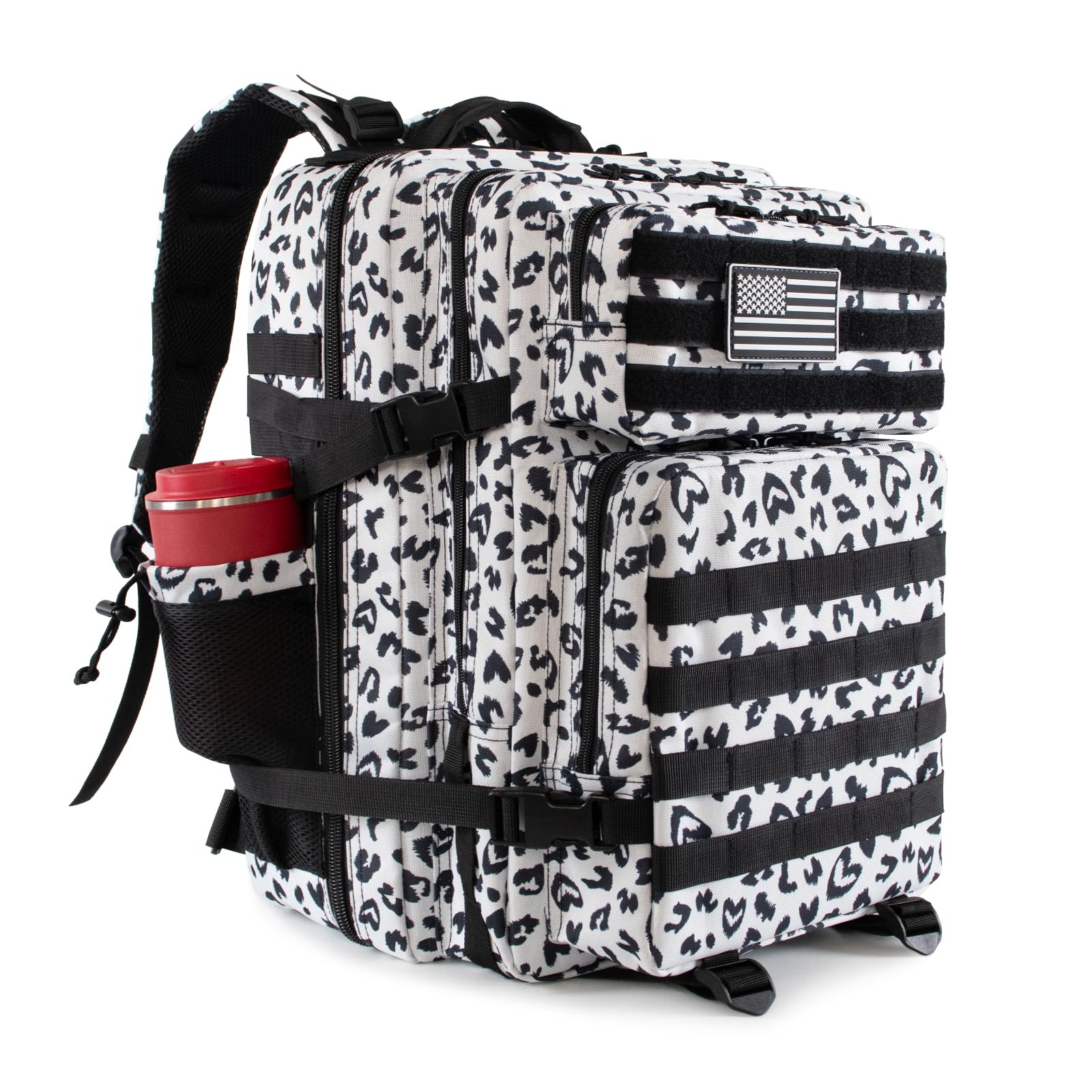 45L Military Tactical Backpack Large Army 3 Day Molle Assault Pack Bug Out Bag Rucksack Daypack Hiking Travel Backpack for Men Heart Print