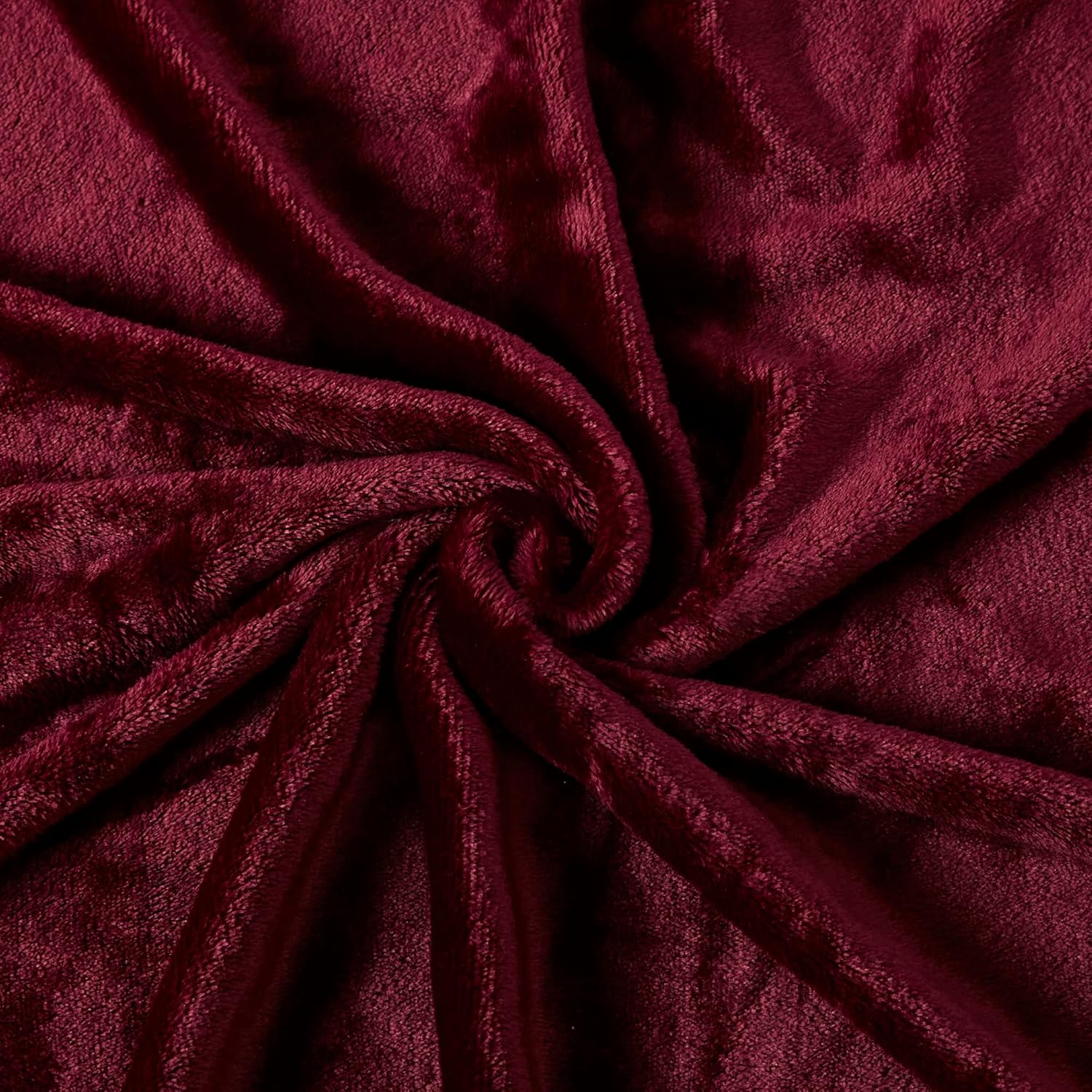 Burgundy Fleece Throw Blanket with Fringes, 50 x 60 Inch