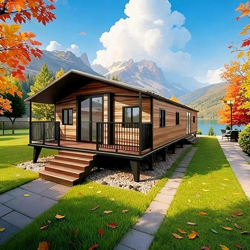 20FT Prefab Tiny Home for Sale, Modular Container House with 2 Bedroom, Full Kitchen and Bathroom, Foldable Tiny House to Live in for Adults, Portable Mobile Prefabricated Expandable Home