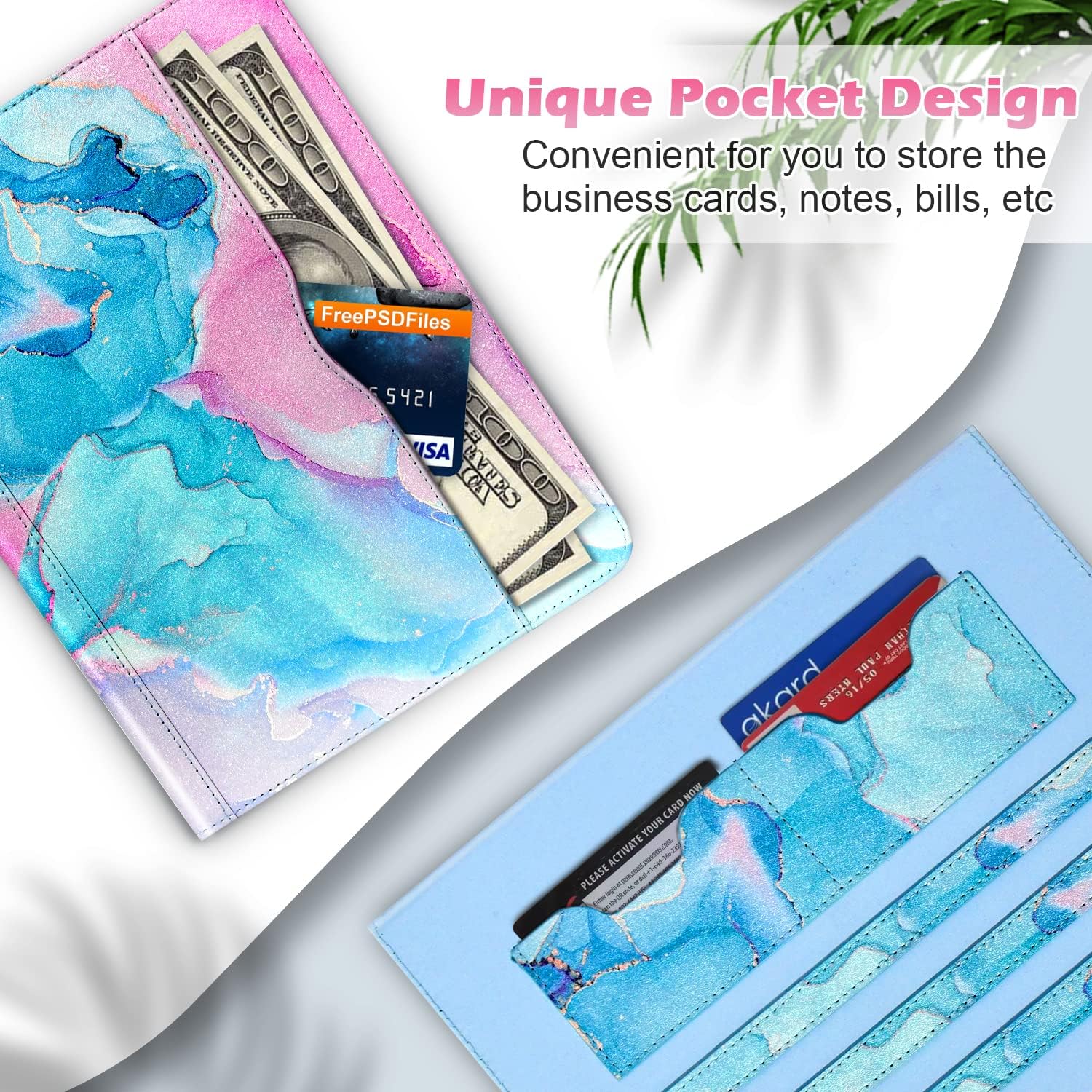 Zonefoker Cases for iPad 6th 5th Generation 2018/2017, iPad Air 2 Case 2014, iPad Air 2013, iPad Pro 9.7 inch Case 2016 with Pencil Holder, Leather Folio Cover for Kids, Women, Men, Marble Teal Pink